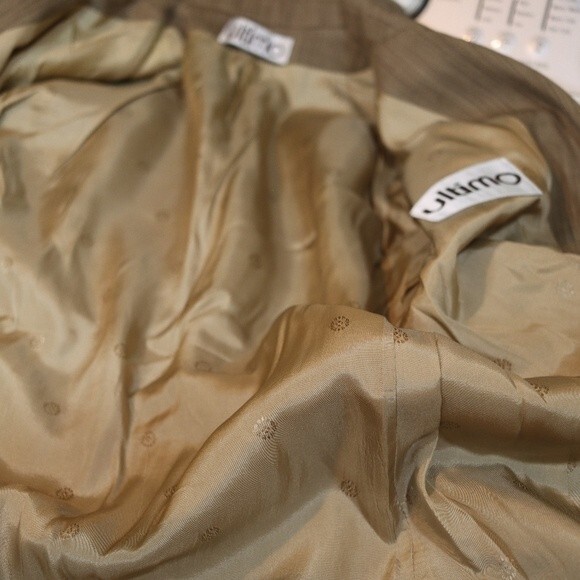 Ultimo Vintage Green Brown Pant Suit Blazer Longline Career Size 12 - Picture 16 of 16